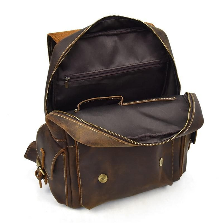 a brown bag with a zipper