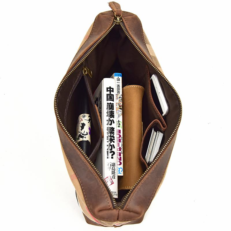 a brown bag with objects inside