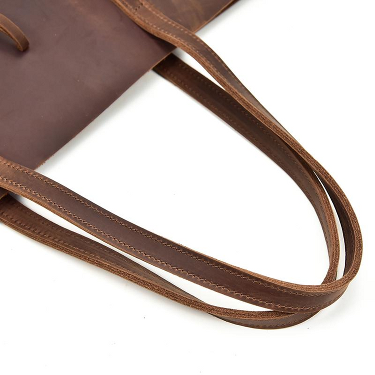 a close up of a leather bag