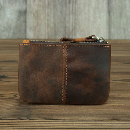 The Cael | Handmade Leather Coin Purse with Zipper