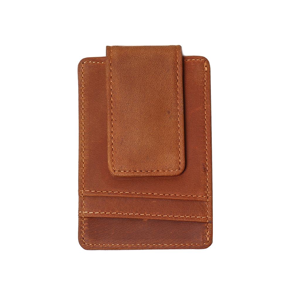 a brown leather card holder