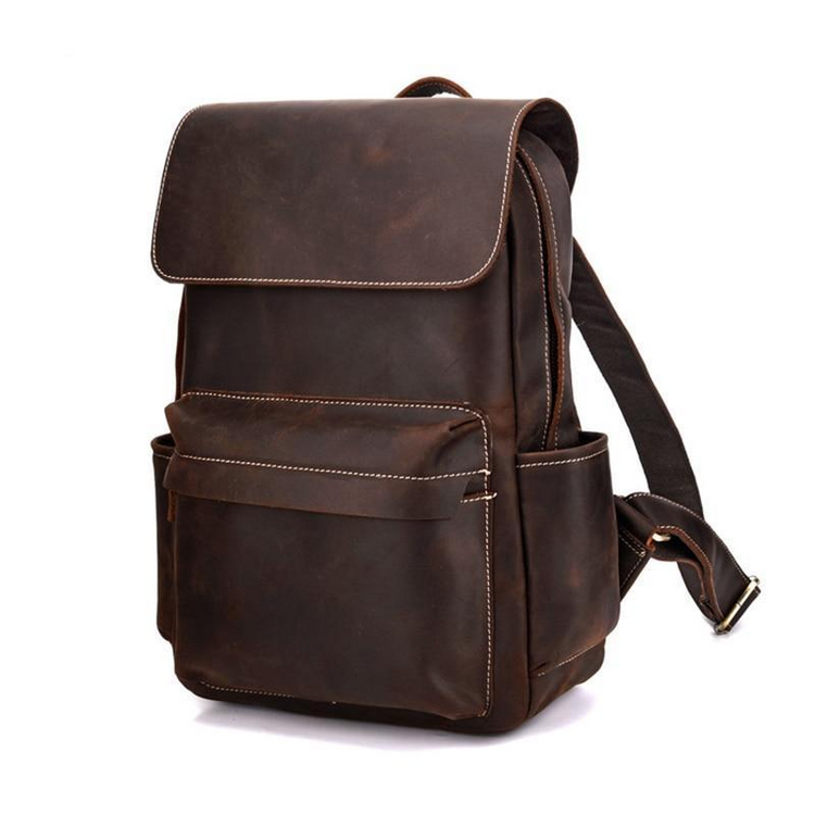 a brown backpack with a white background