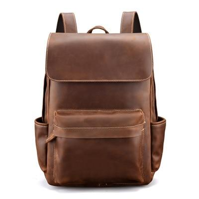 a brown backpack with pockets