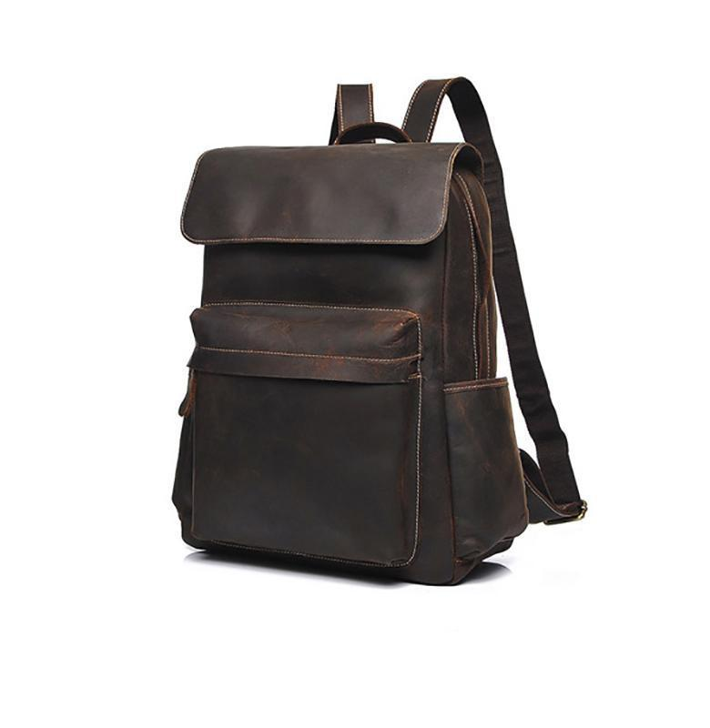 a brown backpack with a strap