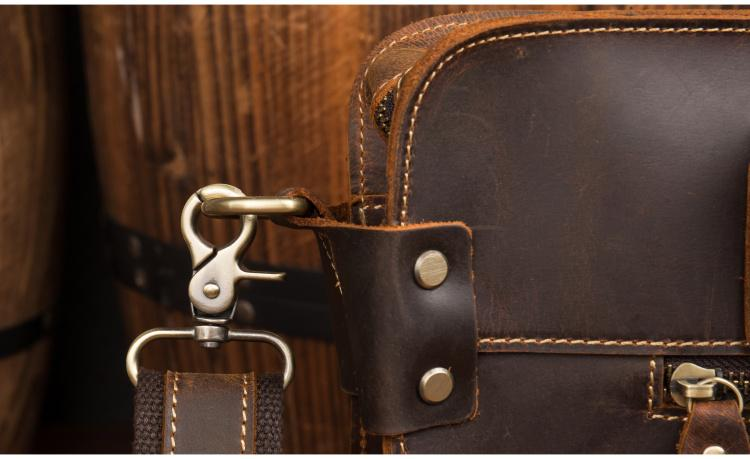 a close-up of a leather bag