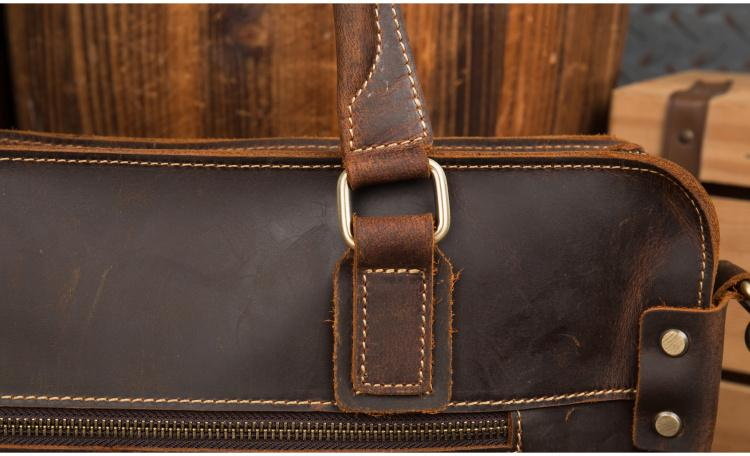a close-up of a leather bag