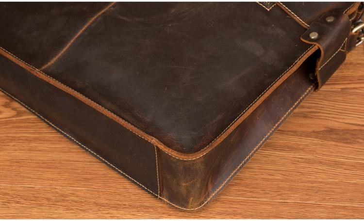 a close up of a leather bag
