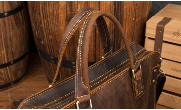 a close-up of a leather bag