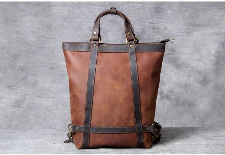 a brown leather bag with straps