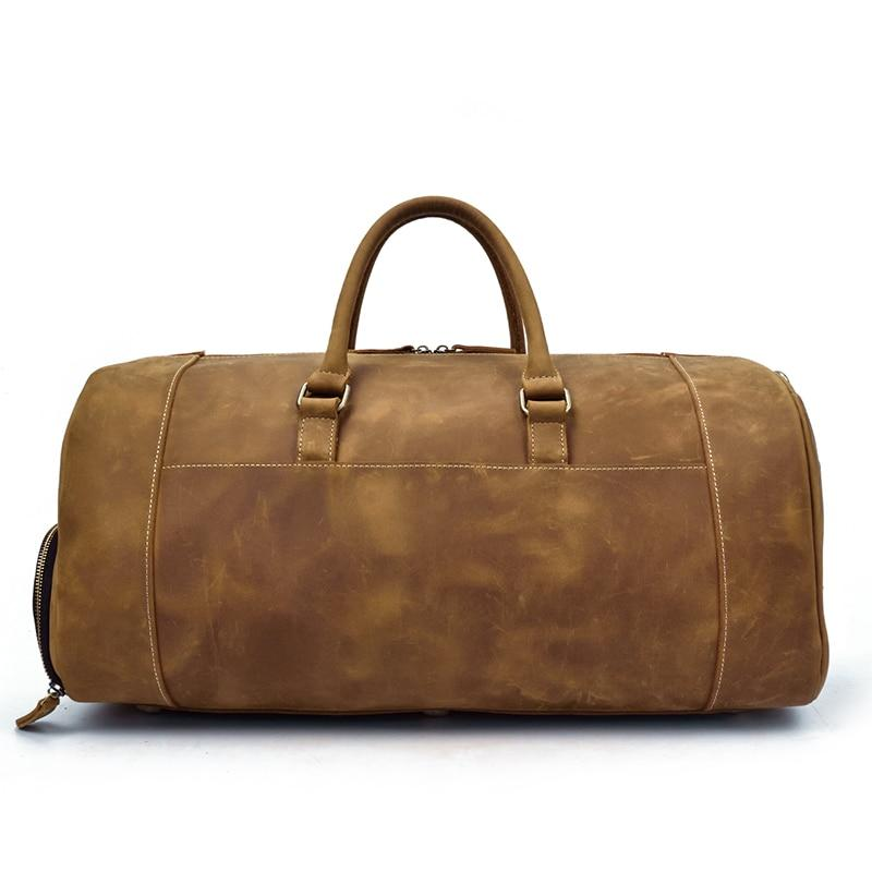 a brown duffel bag