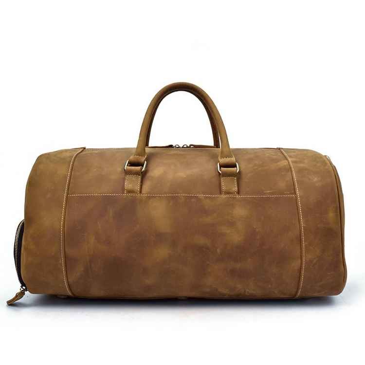 a brown duffel bag