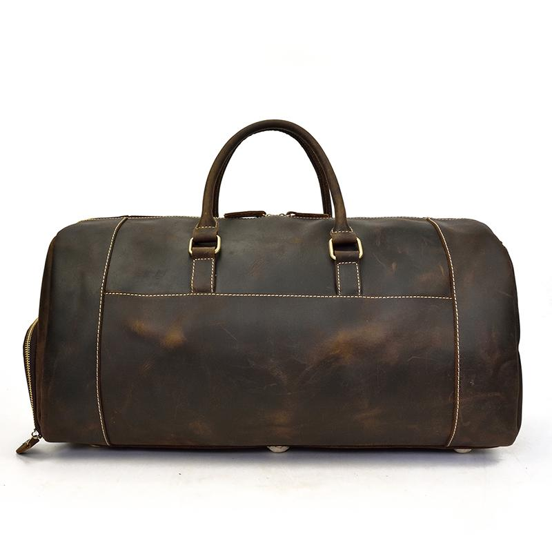 a brown duffel bag