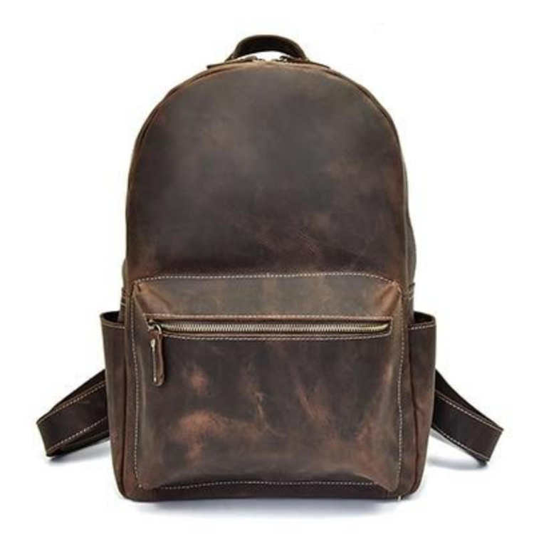 a brown backpack with a pocket