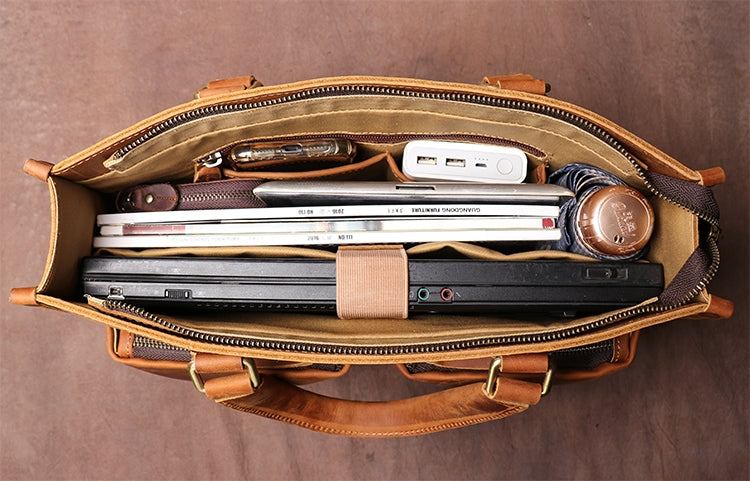 a bag with different objects inside