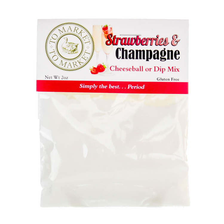 a package of strawberries and champagne
