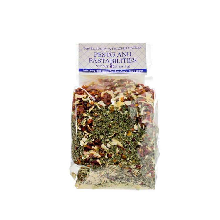 a bag of spices with a blue label