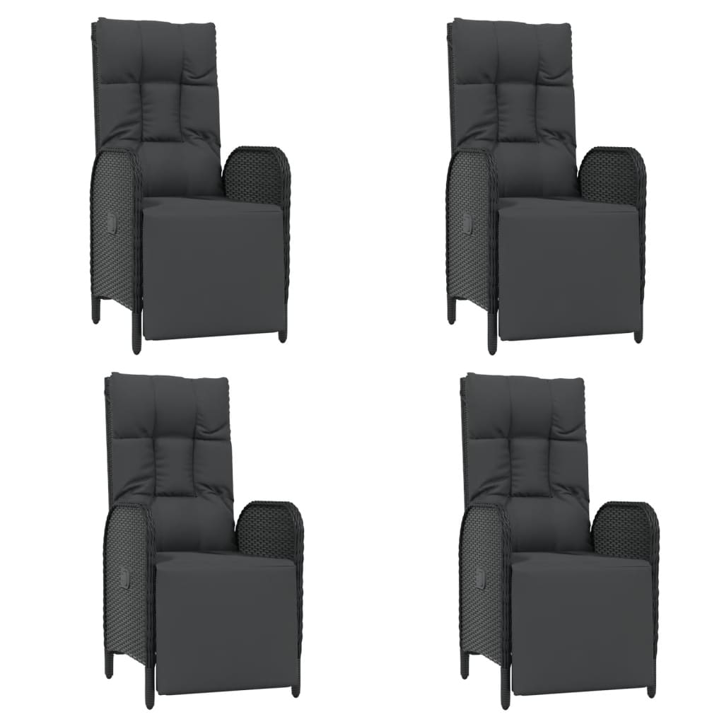 vidaXL 5 Piece Patio Dining Set with Cushions Black Poly Rattan