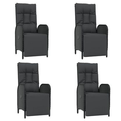 vidaXL 5 Piece Patio Dining Set with Cushions Black Poly Rattan
