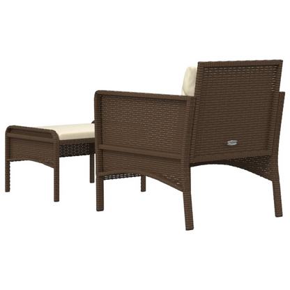 vidaXL 2 Piece Patio Lounge Set with Cushions Brown Poly Rattan