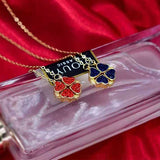 Red and Black Clover Pendant Necklace