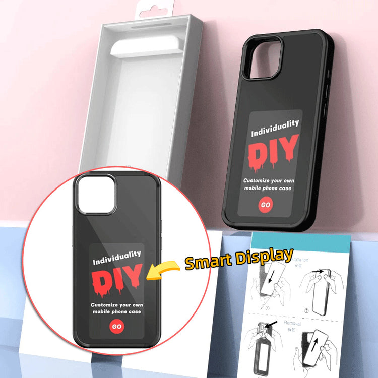 a black phone case with a white box