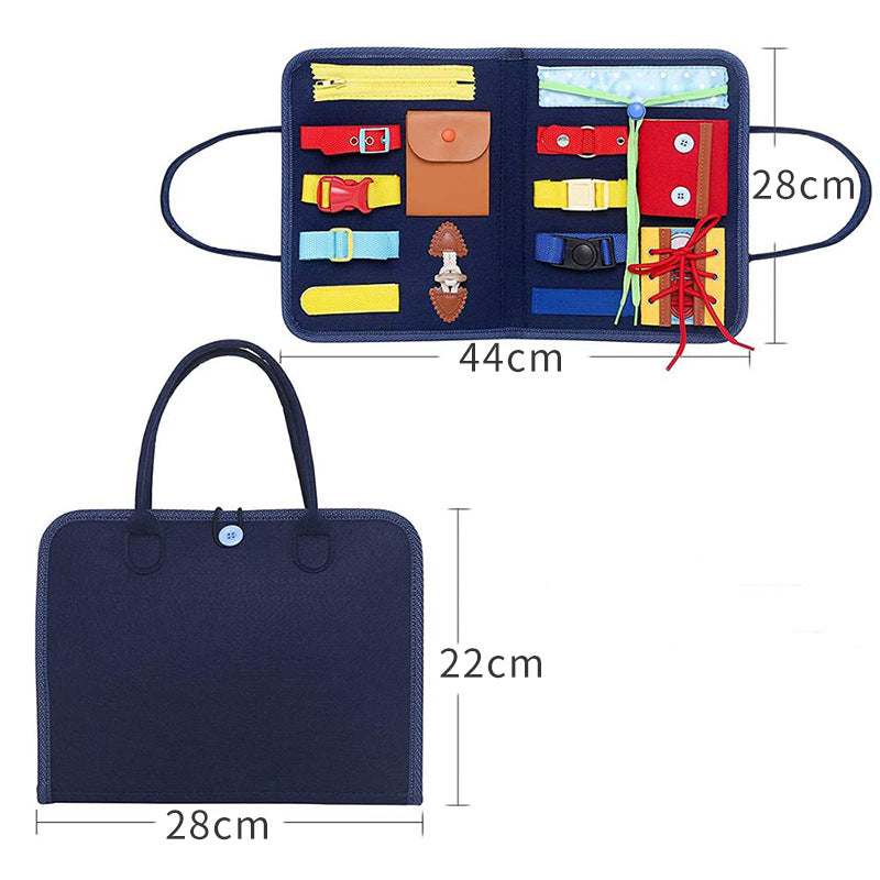 a blue bag with different items in it