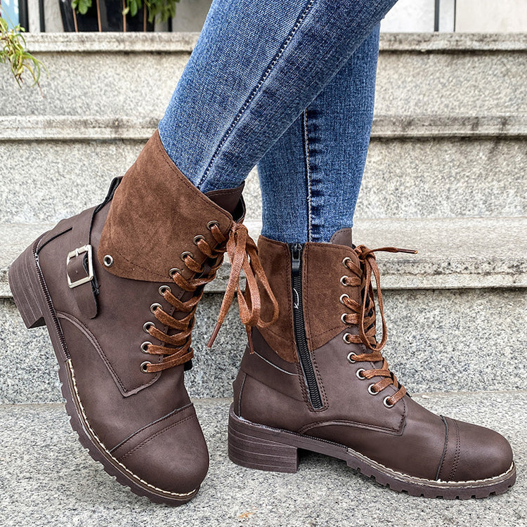a person wearing brown boots