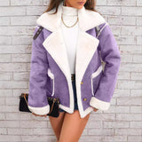 Women's Polo-Collar Plush Winter Jacket