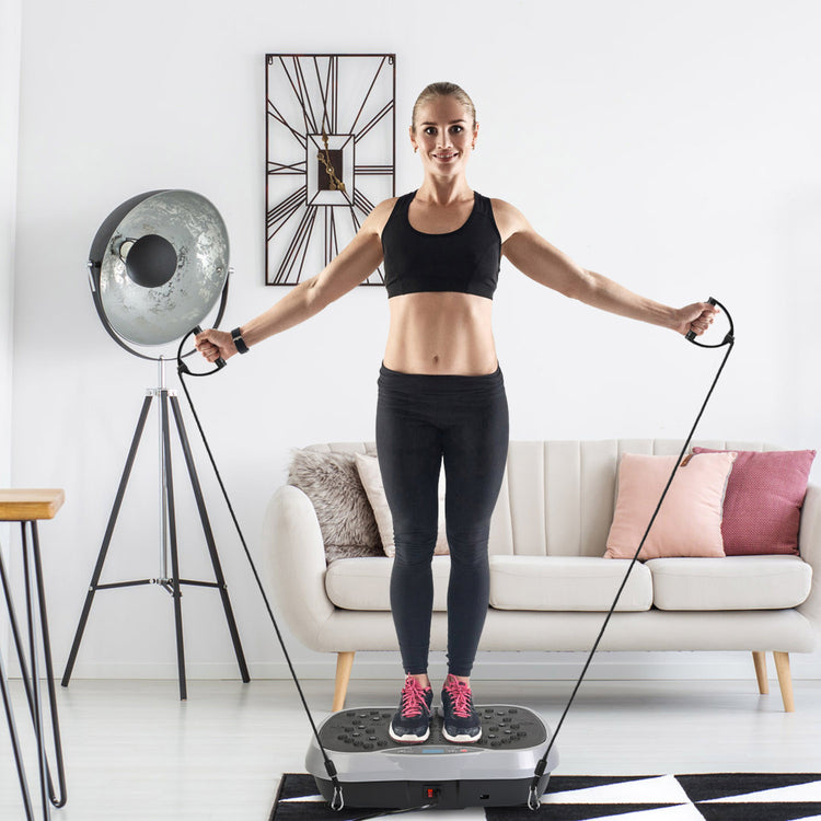 a woman standing on a step board