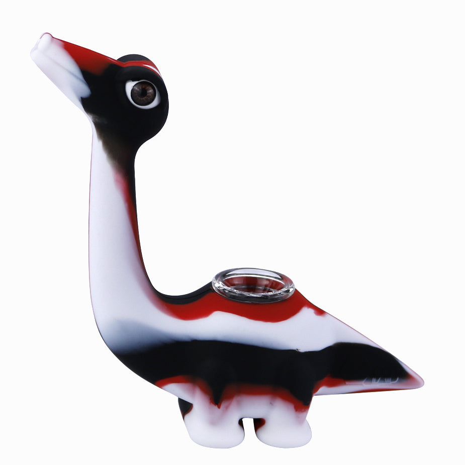 a red and white dinosaur figurine