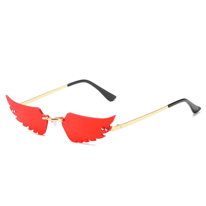 a pair of red sunglasses