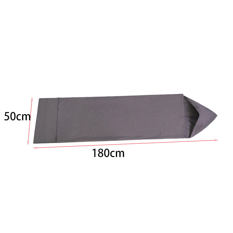 a grey bag with a pointy corner