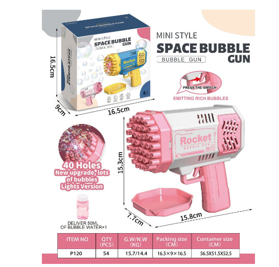 a pink and blue bubble gun
