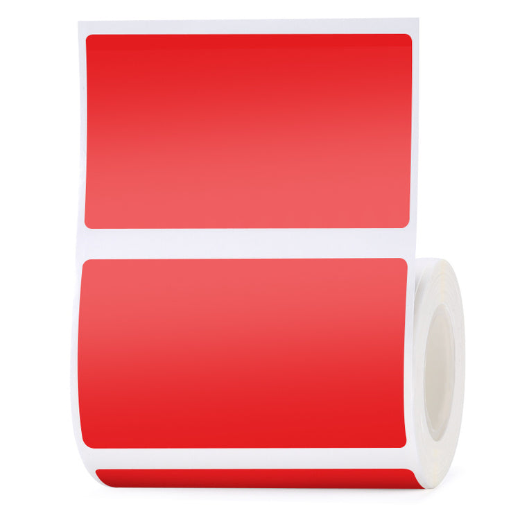 a roll of red labels