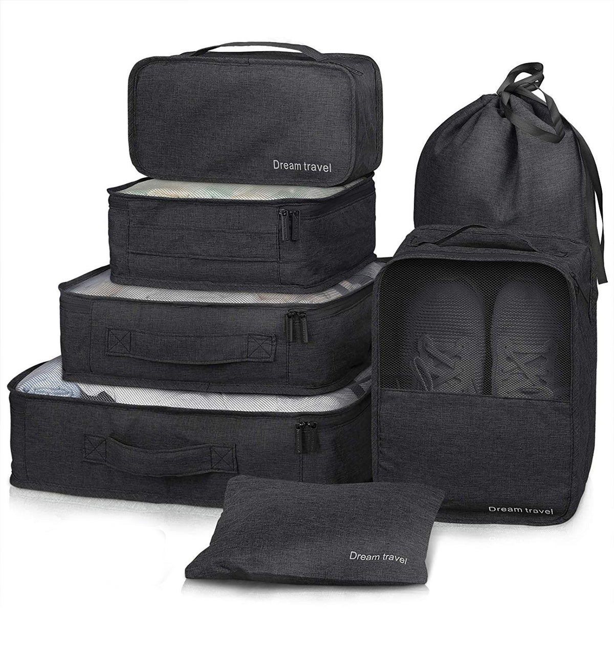 a group of black bags