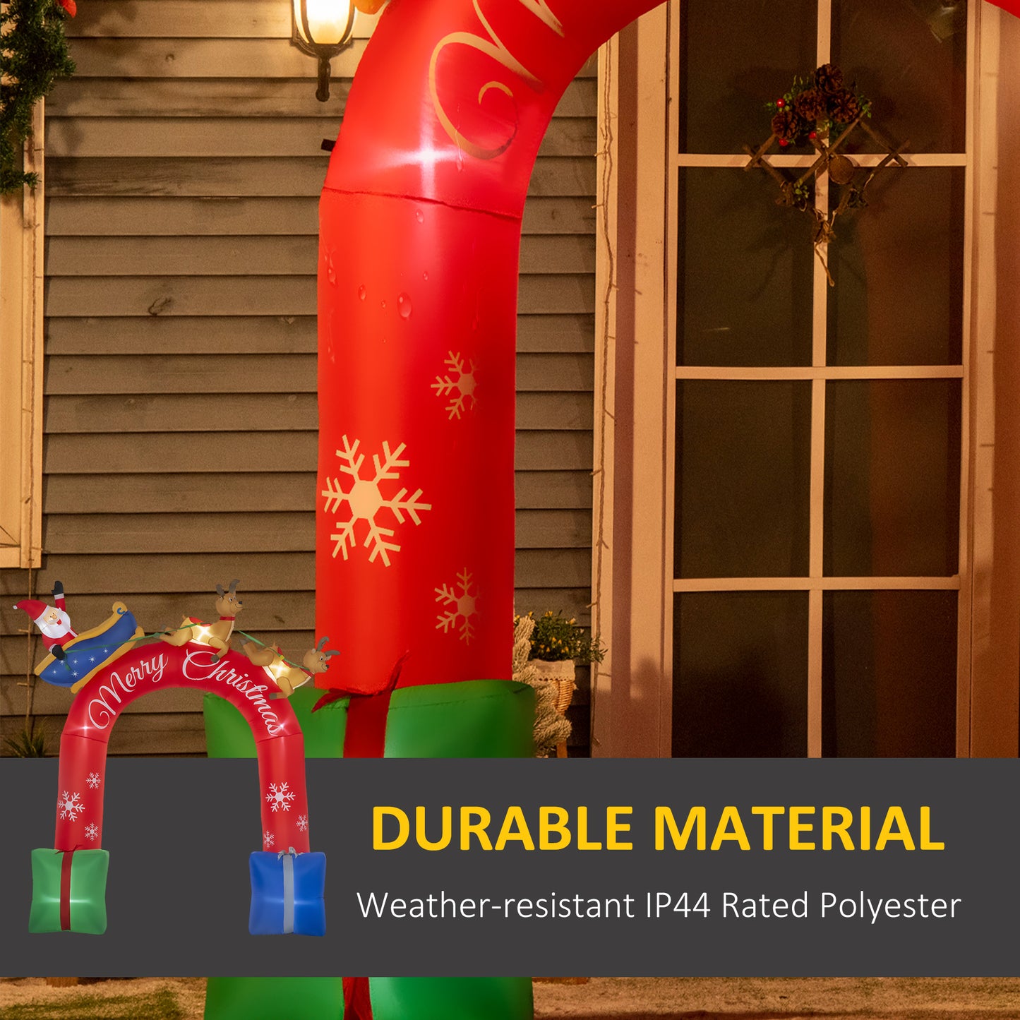 Christmas Inflatables Outdoor Decorations Arch with Santa Claus Riding a Sled