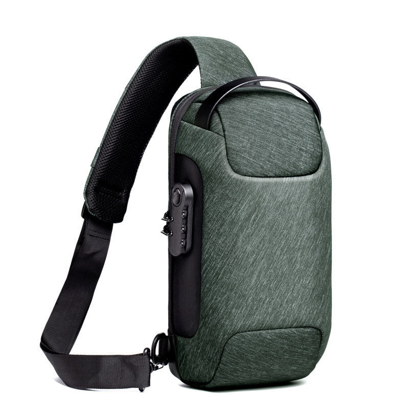 a green bag with a strap