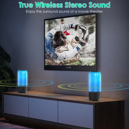 Wireless Portable Speaker Loud Stereo Speaker With Color Changing Light Radio Party TWS Speaker For Home Outdoor Travelling