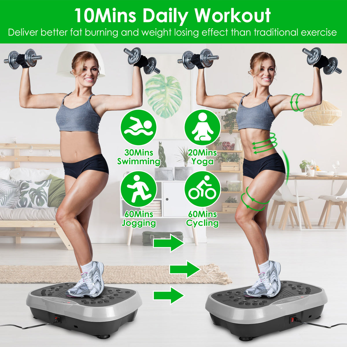 a woman lifting weights on a step platform