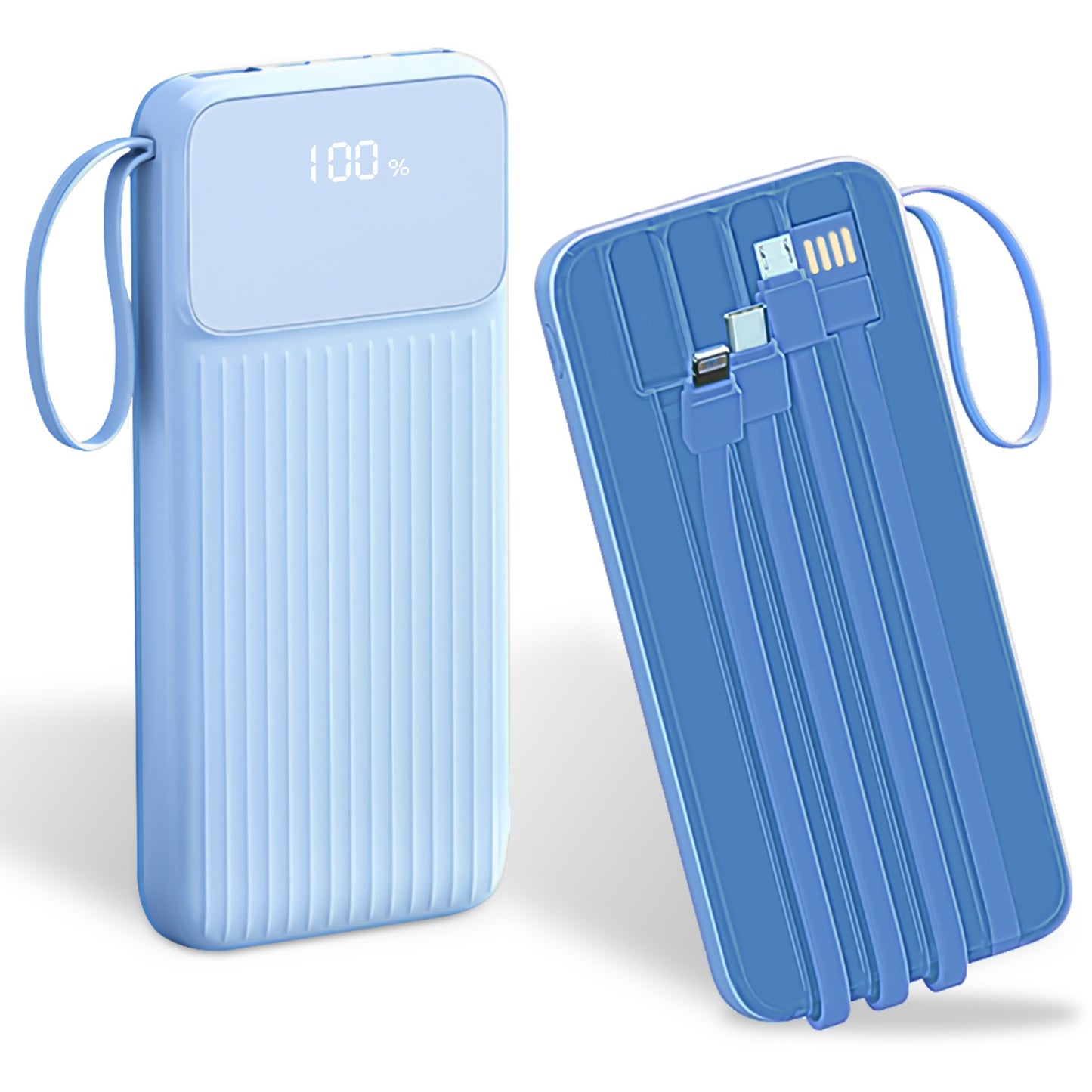 1Pc PD22W Fast Charger 20000mAh Fast Charging Power Bank Portable Charger With 4 Inbuilt Cables Digital Display Handle Fit For IOSPhone 15 14 Android And More