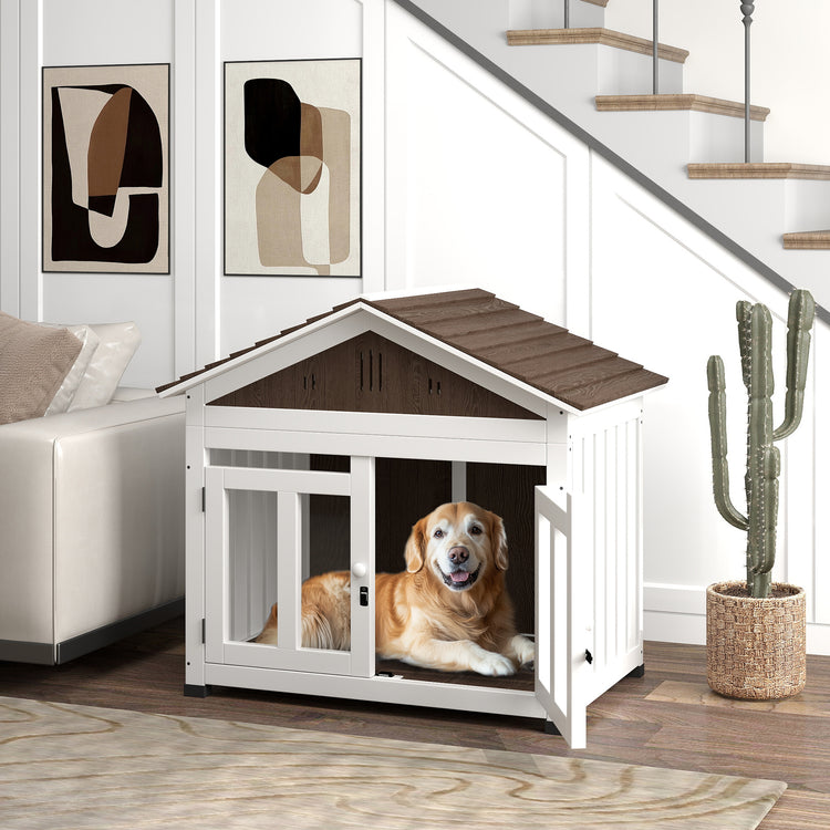 a dog in a dog house