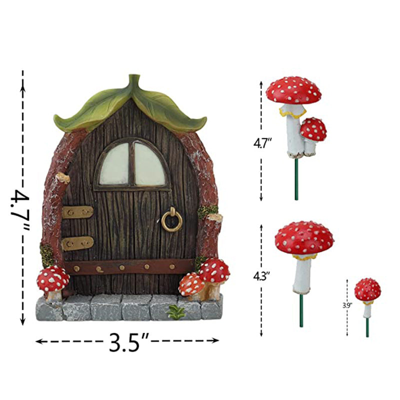 Resin Luminous Mushroom Door And Window Plug-in Creative Garden Decoration