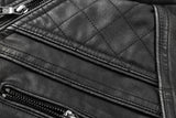 Men's Black PU Leather Vintage Biker Jacket
