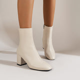 Women's Pointed-Toe Chunky-Heel Mid-Calf Boots