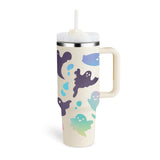 40 oz Insulated Stainless Steel Tumbler with Handle and Straw