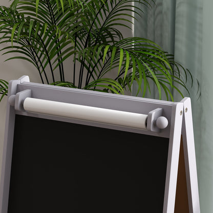 Art Easel for Kids with Paper Roll, Blackboard, Whiteboard, Storage