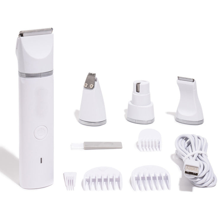 a white electric shaver and accessories