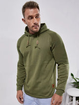 Men's Slim Fit Pullover Hoodie, Solid Color Long Sleeve