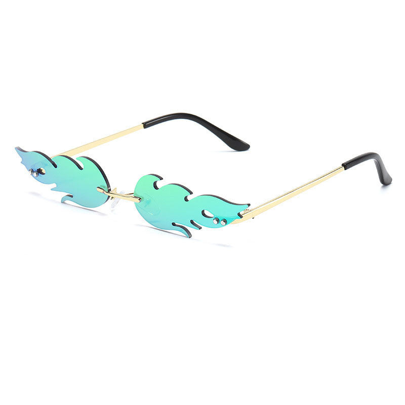 a pair of sunglasses with blue and green lenses