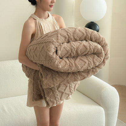 Single-layer Double-sided Tower Velvet Blanket Lunch Break Sofa Cover Blanket